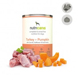 Adult wet dog food: 400g Turkey + Pumpkin with milk thistle