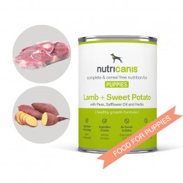 Wet food for puppies and adolescent dogs: 400g Lamb + Sweet Potato